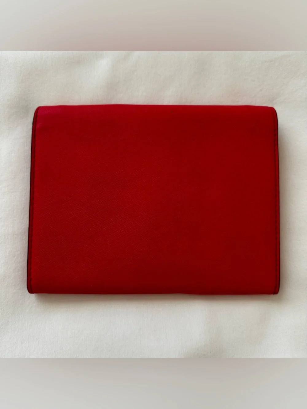 KATE SPADE Coral Pink Leather Envelope Snap Wallet Card Holder Clutch Polka Dot
